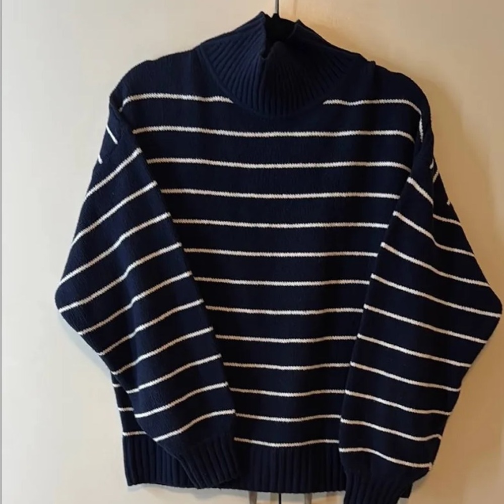 Gap Navy Striped Mockneck Sweater